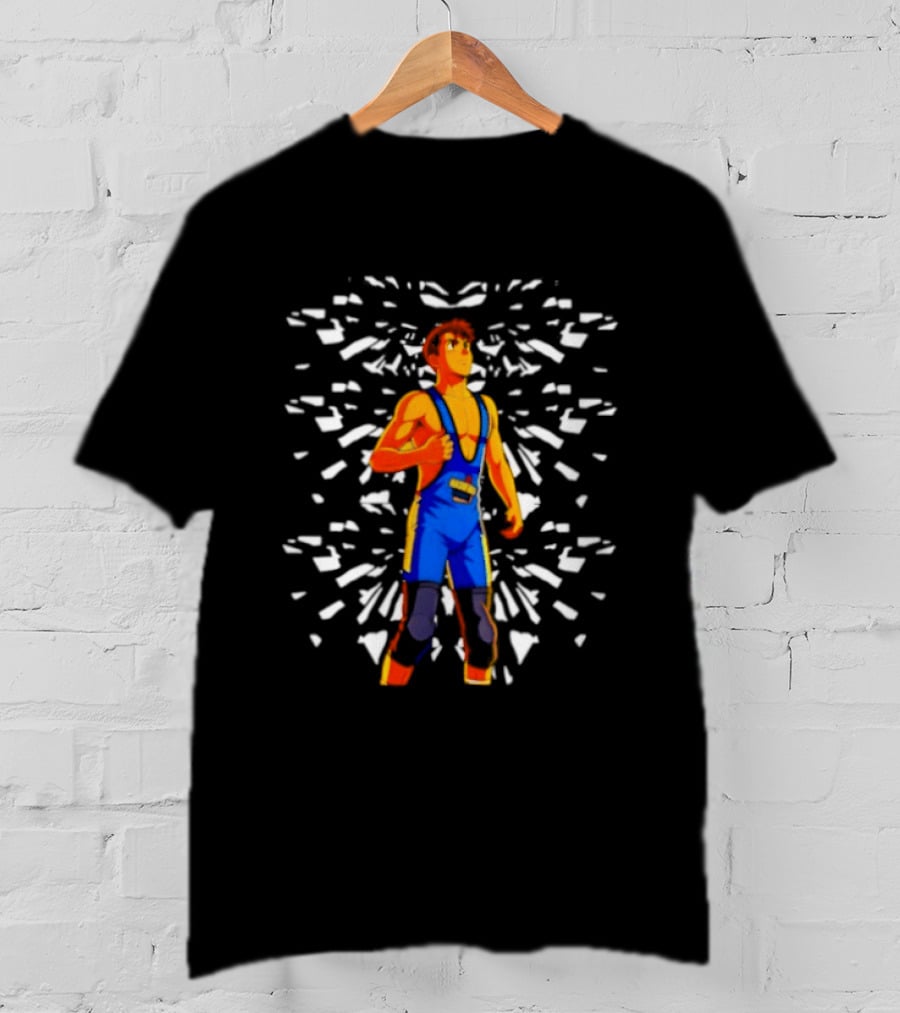 PackageJCB Shattering Glass Ceilings Powerhouse Character In Blue Jumpsuit And Red Boots T-Shirt