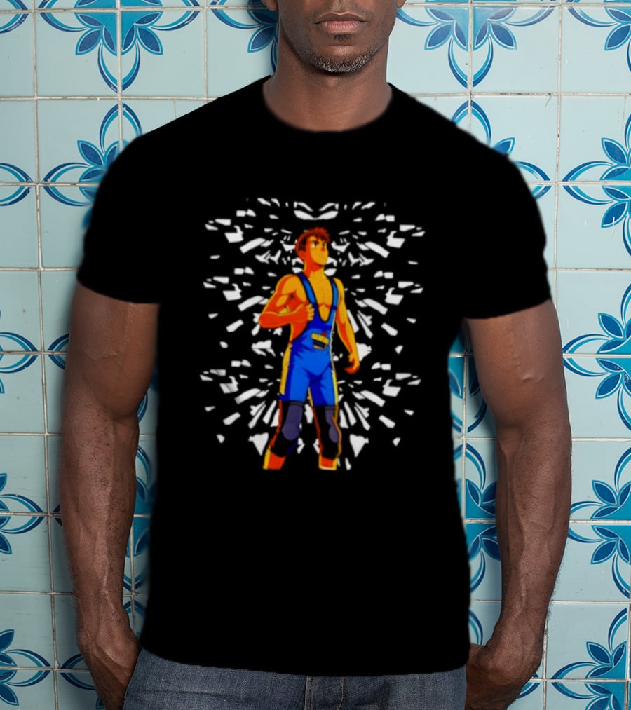 PackageJCB Shattering Glass Ceilings Powerhouse Character In Blue Jumpsuit And Red Boots T-Shirt