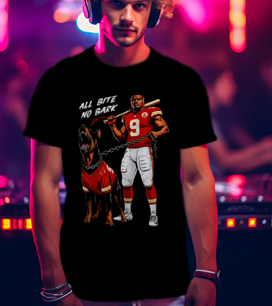Kenneth Walker III All Bite No Bark Number 9 Football Player And Dog T-Shirt