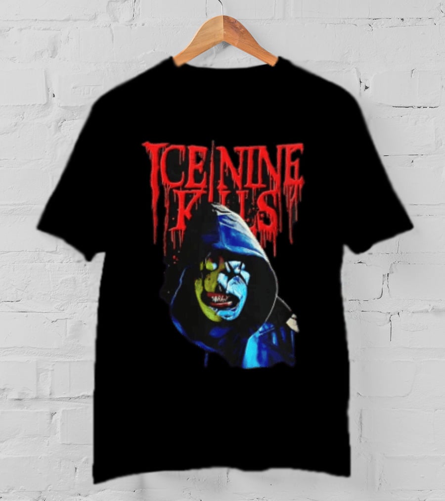 Ice Nine Kills Hooded Figure Clown Mask Dripping Red Letters T-Shirt