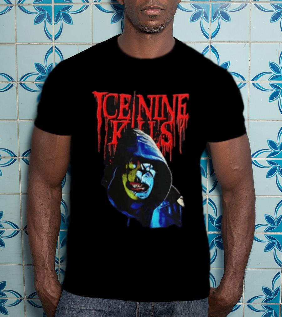 Ice Nine Kills Hooded Figure Clown Mask Dripping Red Letters T-Shirt