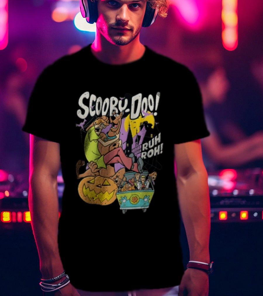Scooby Doo Ruh Roh Shaggy Haunted House Pumpkin Mystery Machine T-Shirt