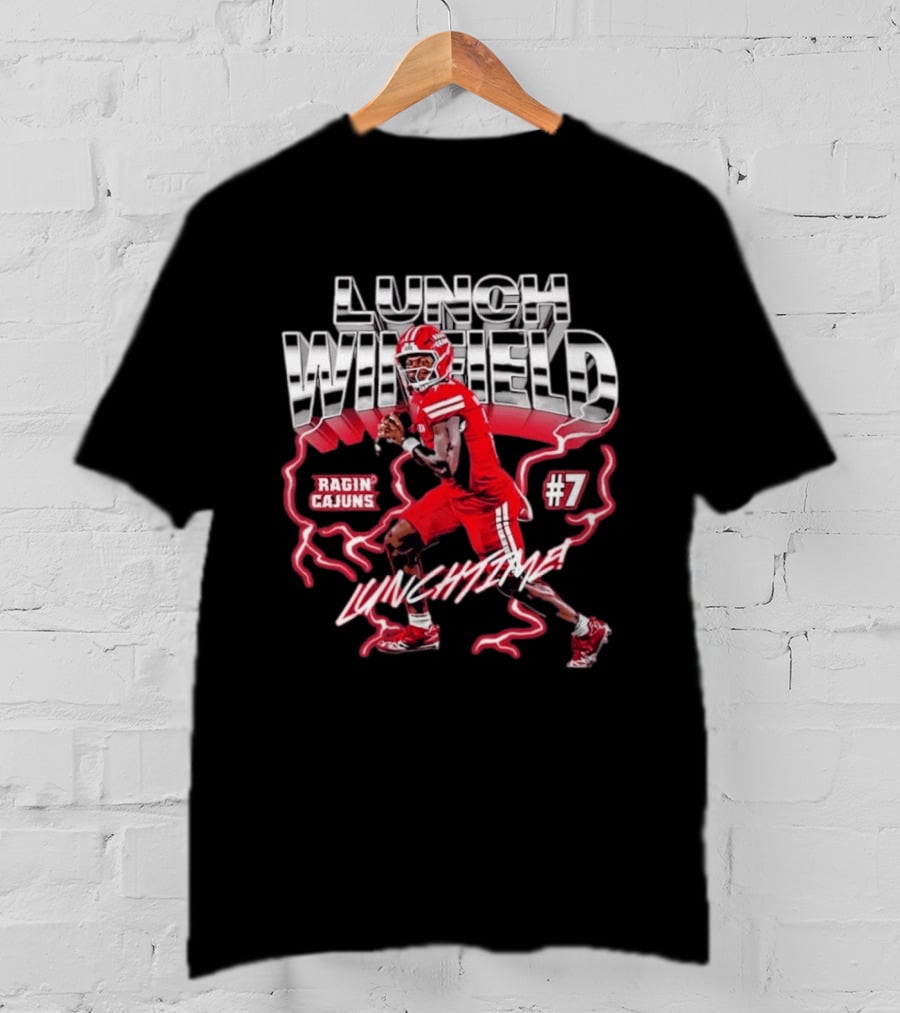 Lunch Winfield Ragin' Cajuns #7 LUNCHTIME NCAA Football Collage T-Shirt