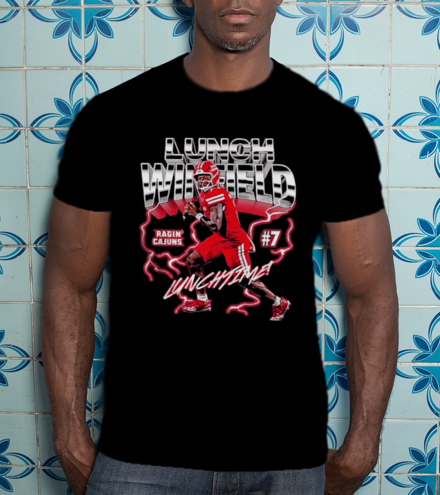 Lunch Winfield Ragin' Cajuns #7 LUNCHTIME NCAA Football Collage T-Shirt