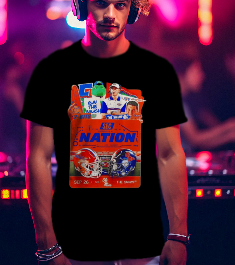SEC Nation Florida Gators Vs Ole Miss The Swamp September 26 Helmets Football Rivalry T-Shirt