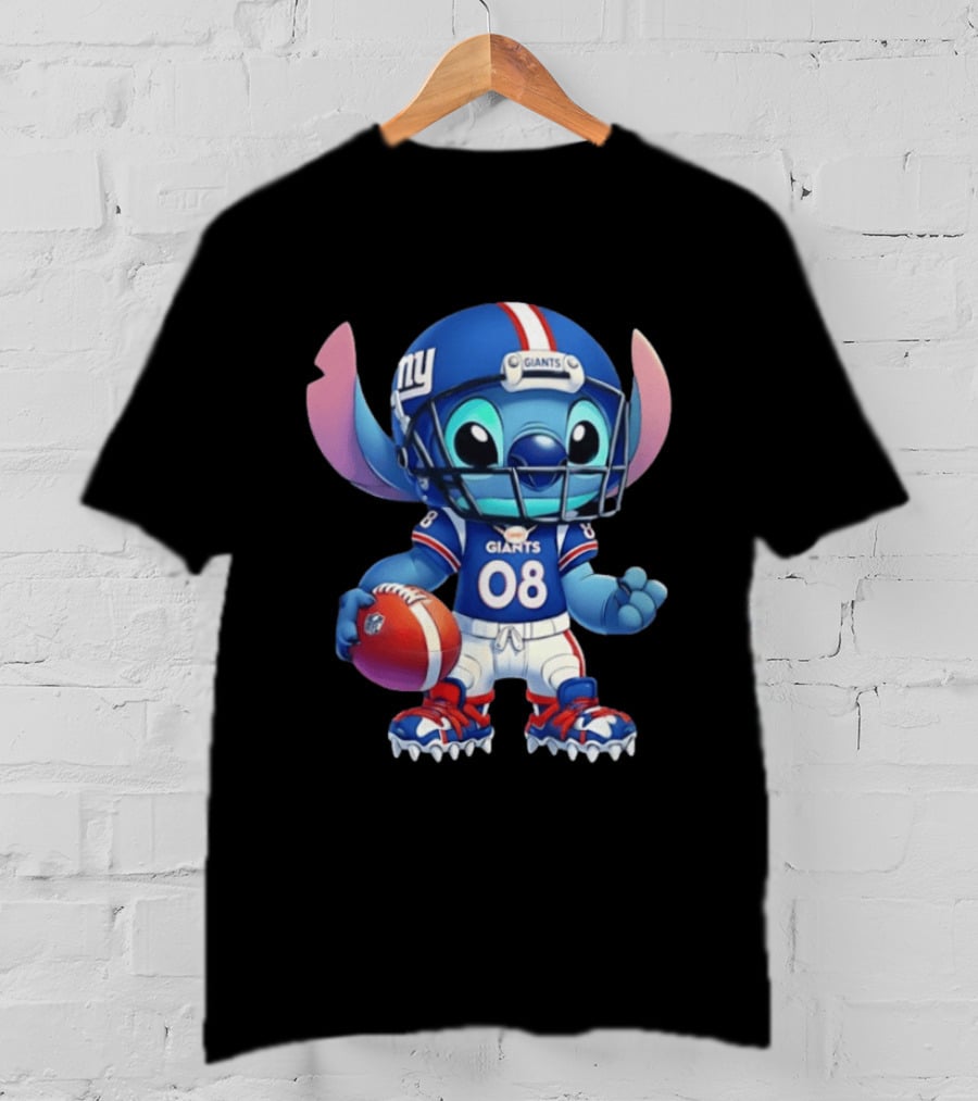 Stitch New York Giants Player Cartoon Collaboration 08 Football T-Shirt