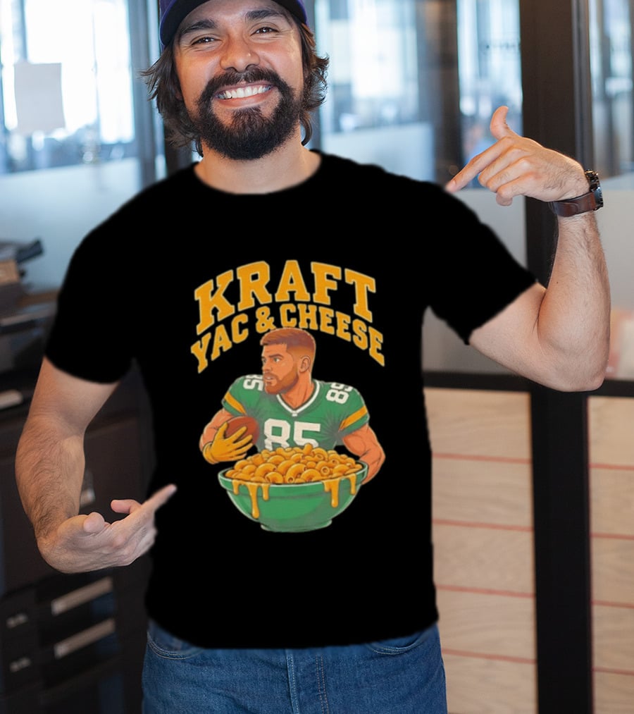 Kraft Yac & Cheese Green Bay Packers 85 Football Player With Bowl T-Shirt