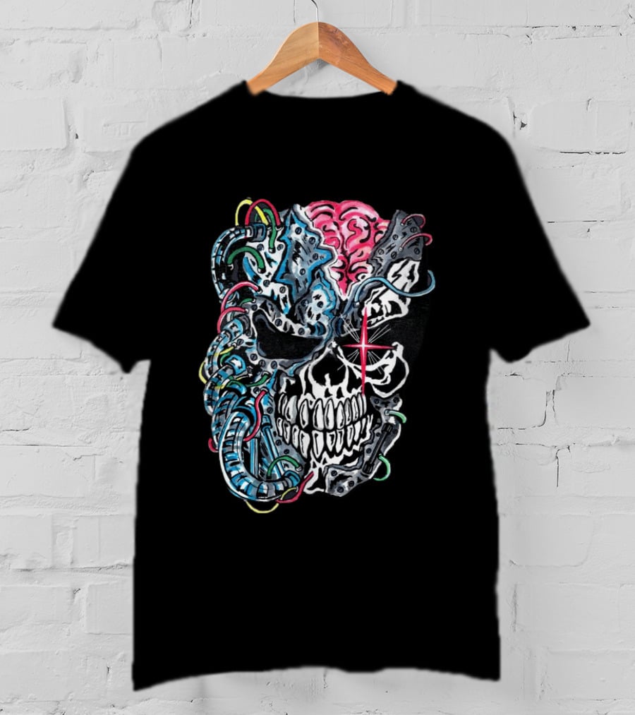 Warrenlotas Cybernetic Skull Art Piece T-Shirt