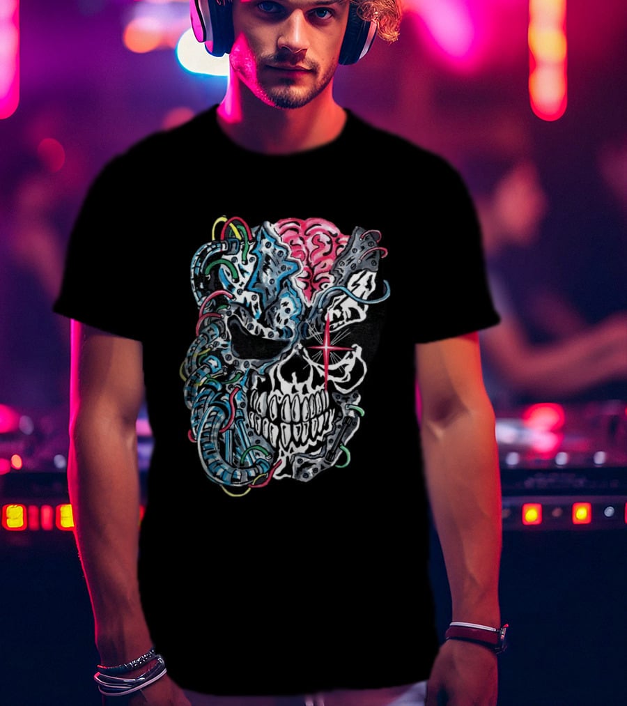 Warrenlotas Cybernetic Skull Art Piece T-Shirt