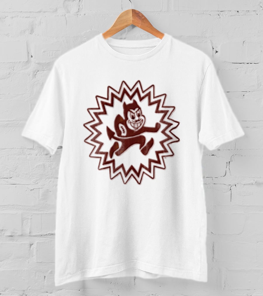 Arizona State Sun Devils Mascot Cartoon Devil Running Football Burst T-Shirt