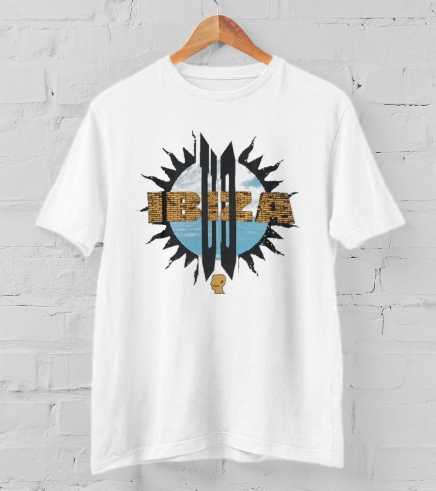 Brain Dead UD Ibiza Sun Collaboration Brick Text With Sun And Sky T-Shirt