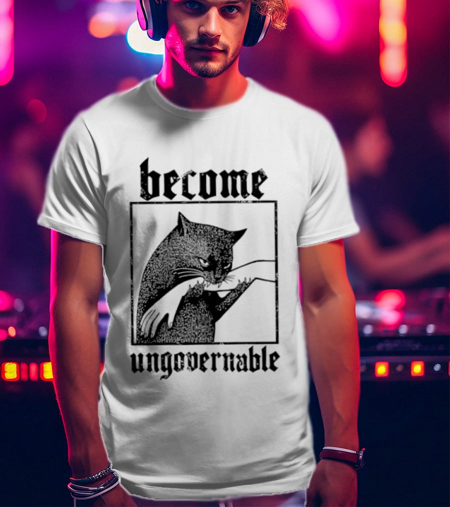 Become Ungovernable Cat Vintage Blackletter T-Shirt