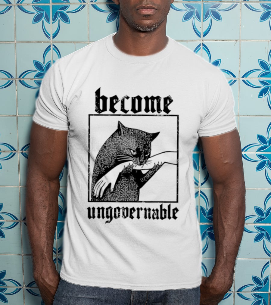 Become Ungovernable Cat Vintage Blackletter T-Shirt