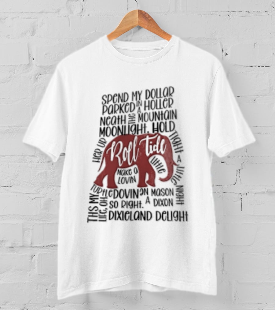 Alabama Crimson Tide Roll Tide Dixieland Delight Elephant T-Shirt
