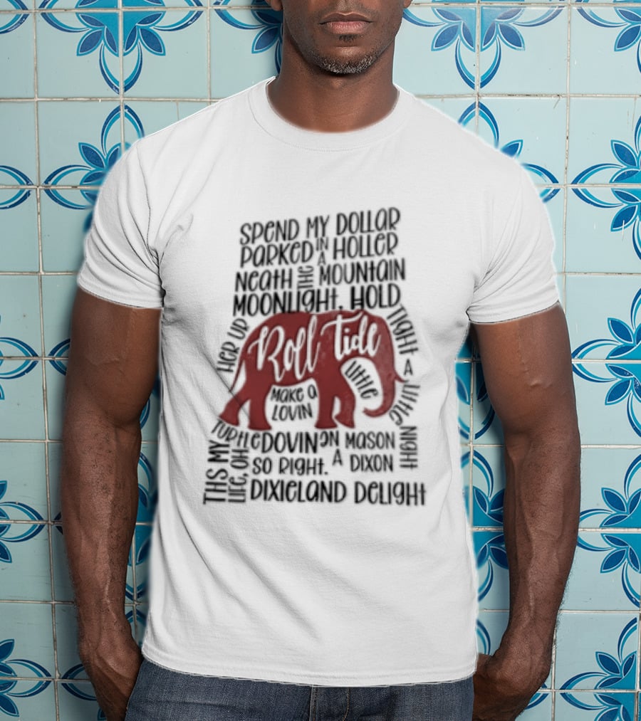 Alabama Crimson Tide Roll Tide Dixieland Delight Elephant T-Shirt
