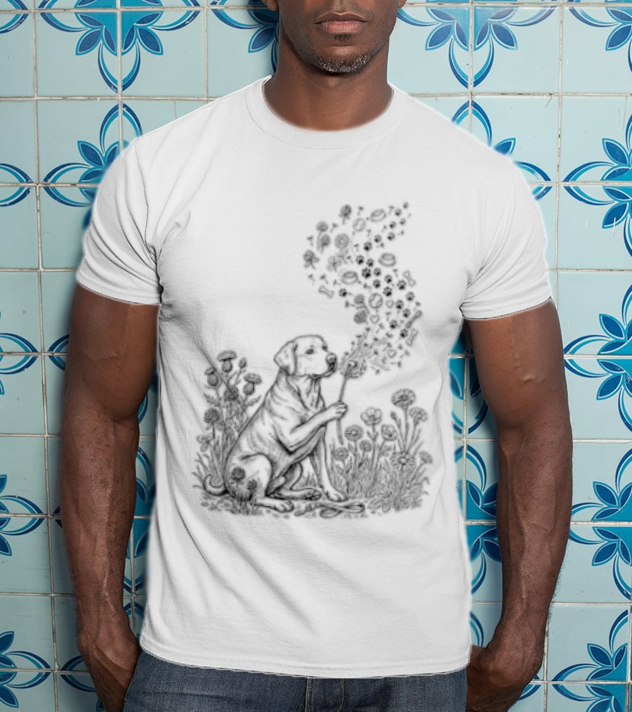 Floral Labrador Retriever Dandelion Dog With Flower T-Shirt