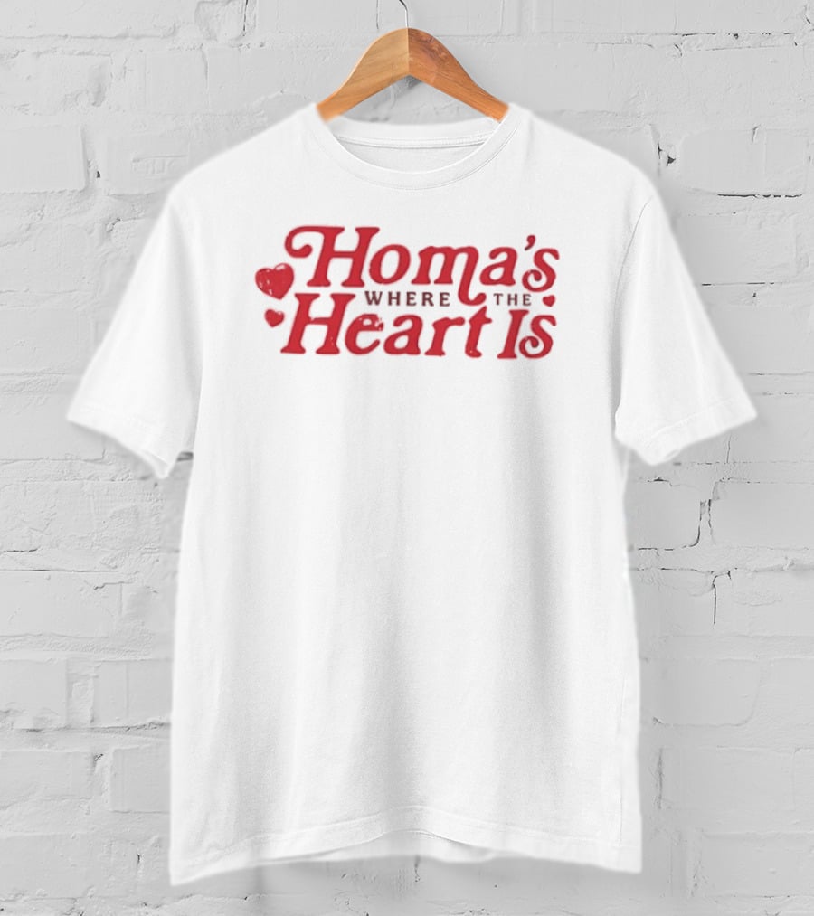 Homa's Where The Heart Is Red Text With Heart T-Shirt