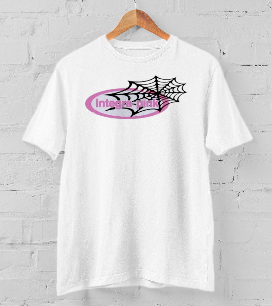 Integra Pink Oval With Black Web White T-Shirt