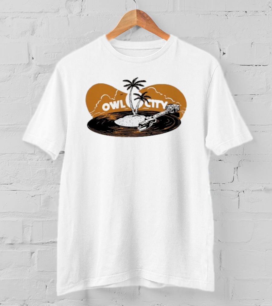 Owl City Vinyl Beach Paradise With Palm Trees T-Shirt