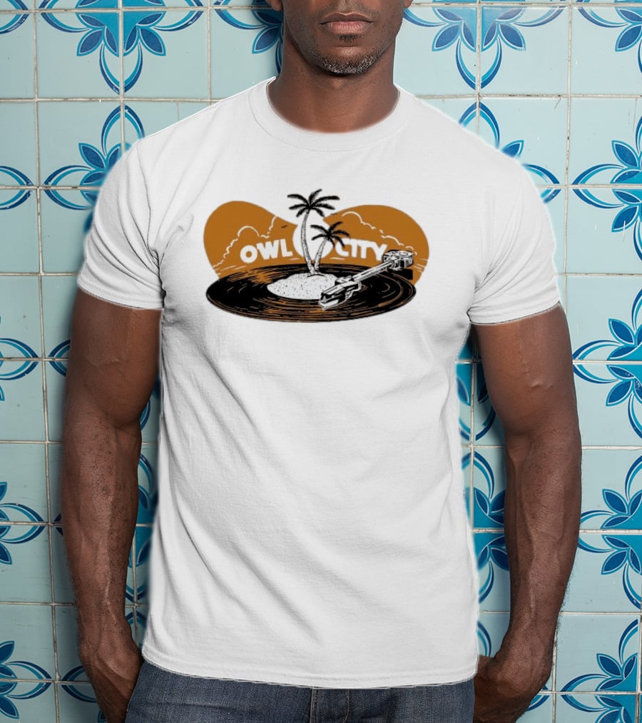 Owl City Vinyl Beach Paradise With Palm Trees T-Shirt