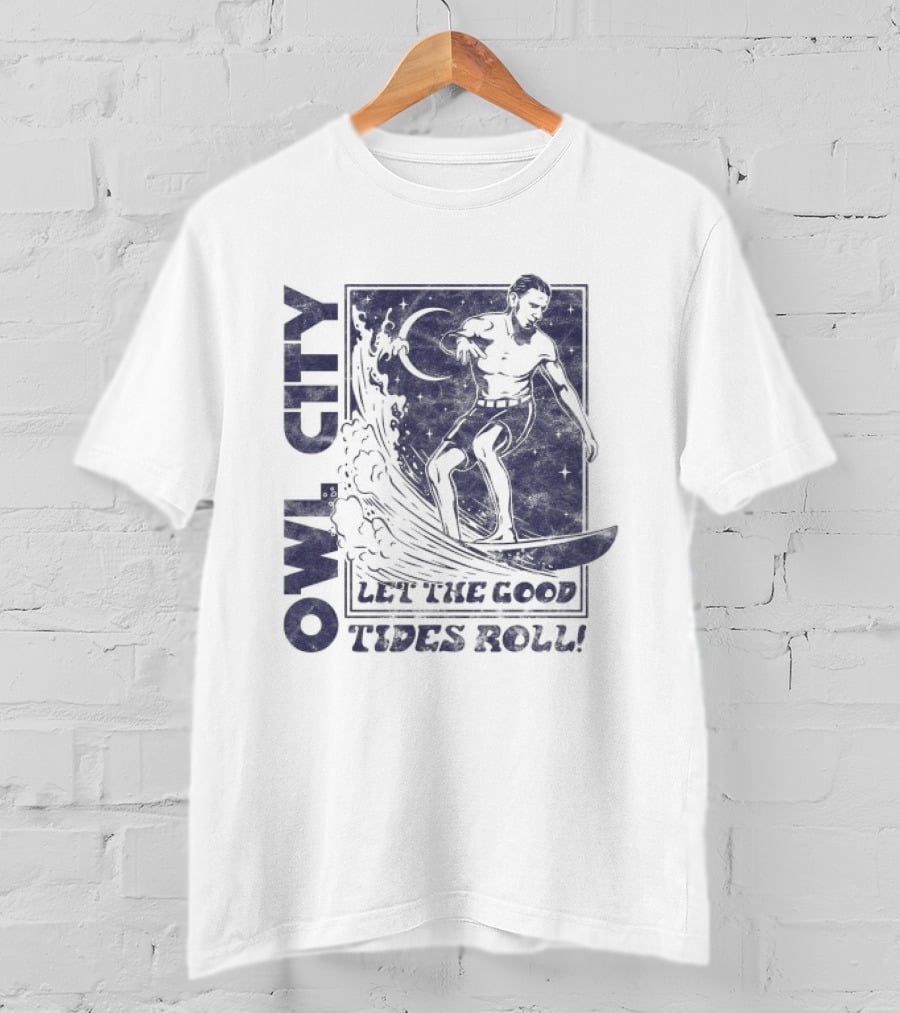 Owl City Let The Good Tides Roll Surfer Wave Adventure T-Shirt