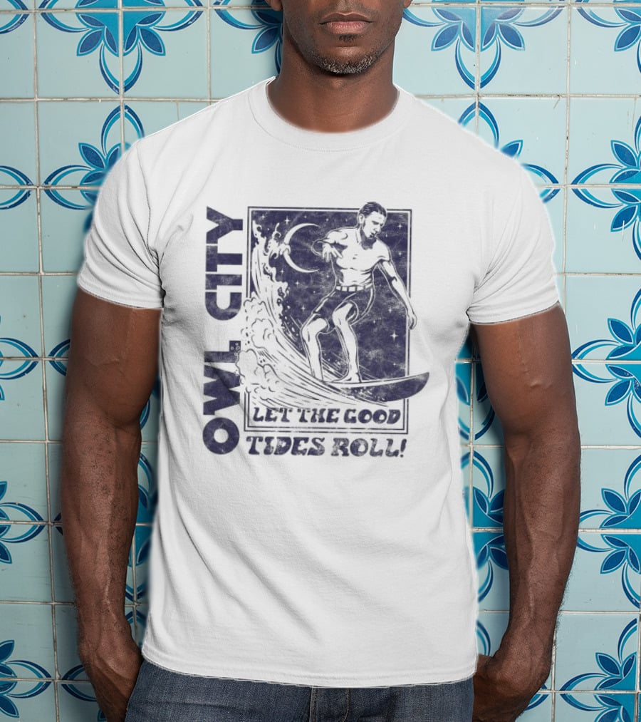 Owl City Let The Good Tides Roll Surfer Wave Adventure T-Shirt