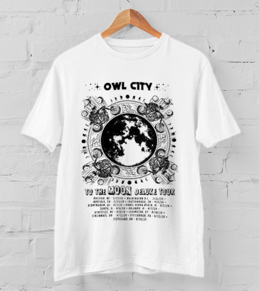 Owl City To The Moon Deluxe 2024 Concert Tour Dates And Locations T-Shirt