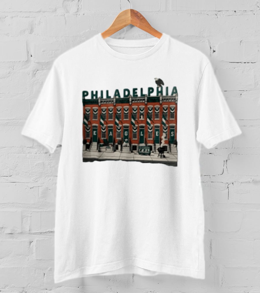 Philadelphia Eagles Birds On The Block Rowhouses T-Shirt