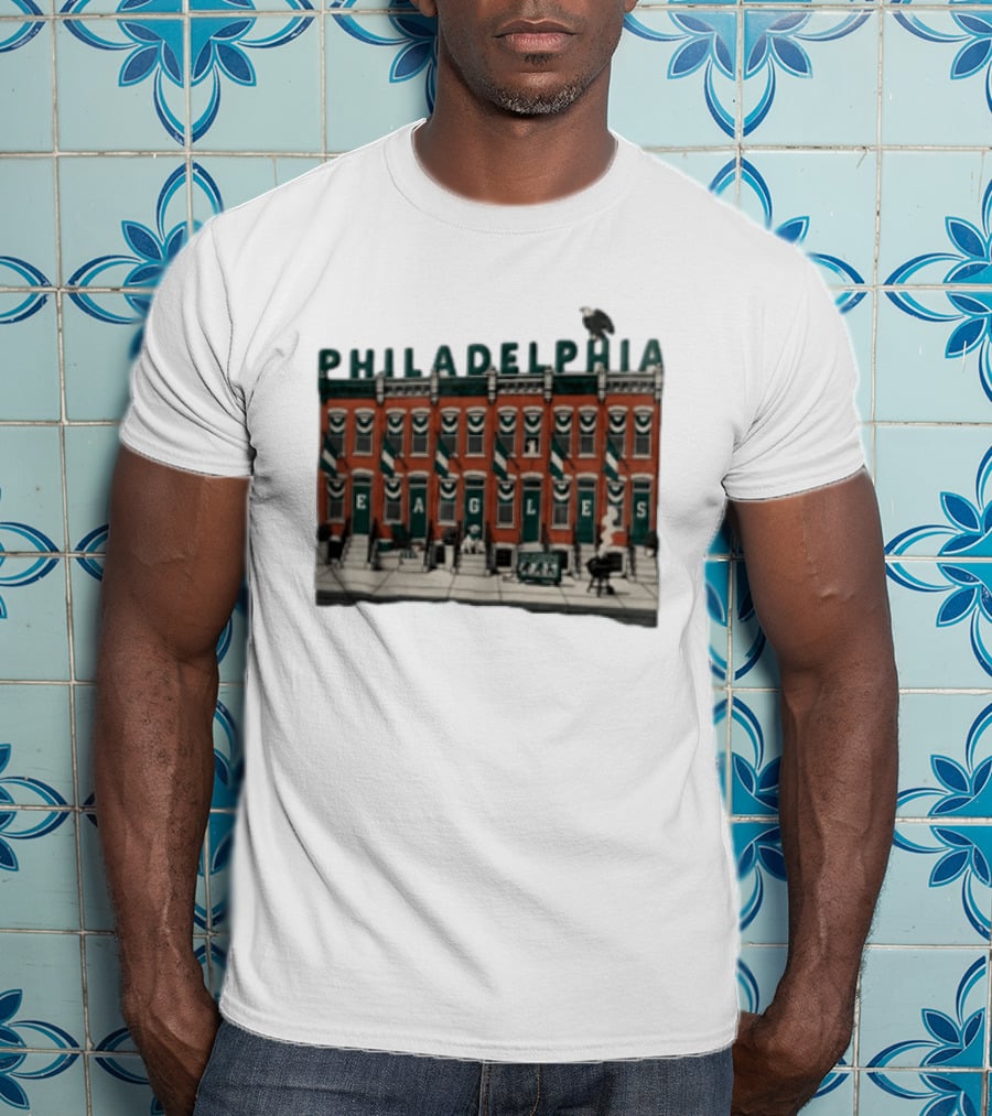 Philadelphia Eagles Birds On The Block Rowhouses T-Shirt