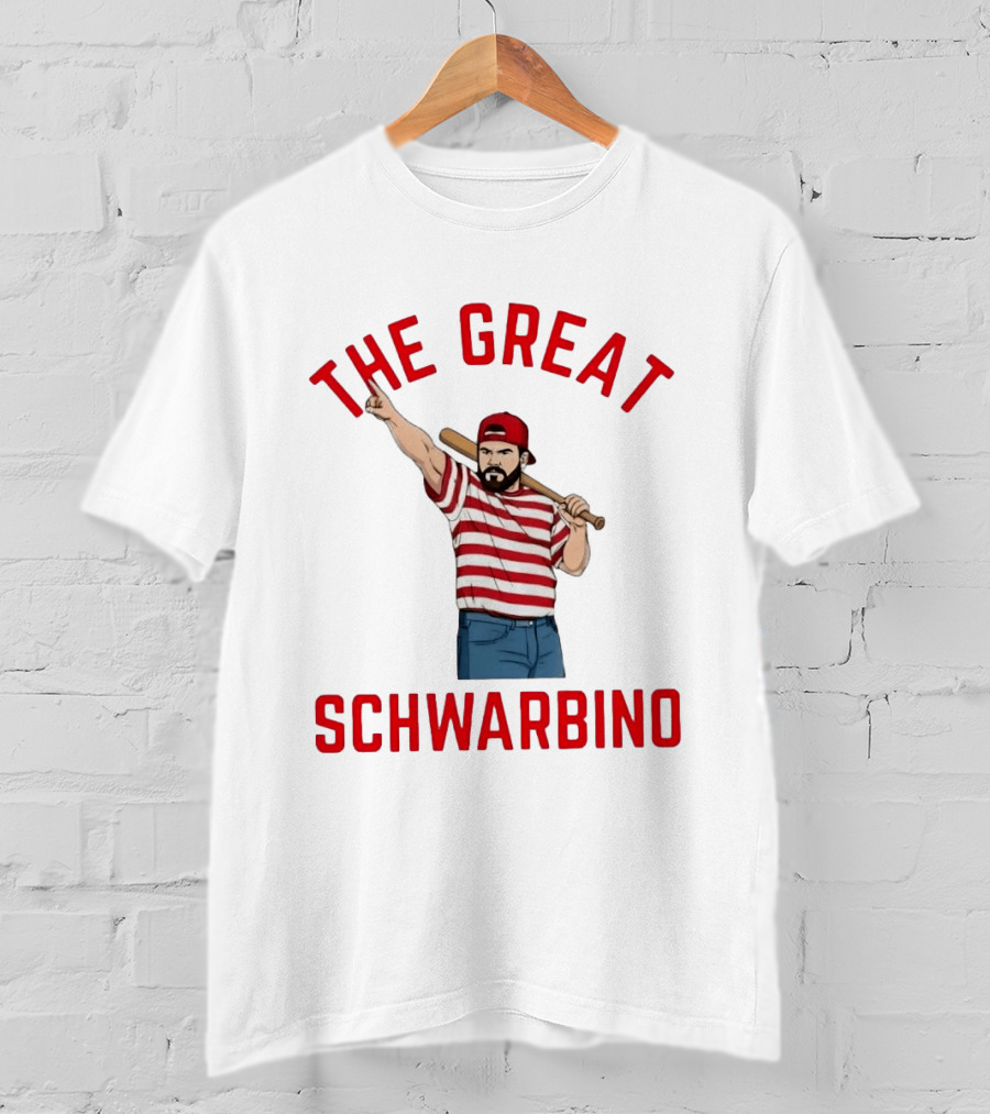 Philadelphia Phillies The Great Schwarbino Baseball Player Stripes And Bat T-Shirt