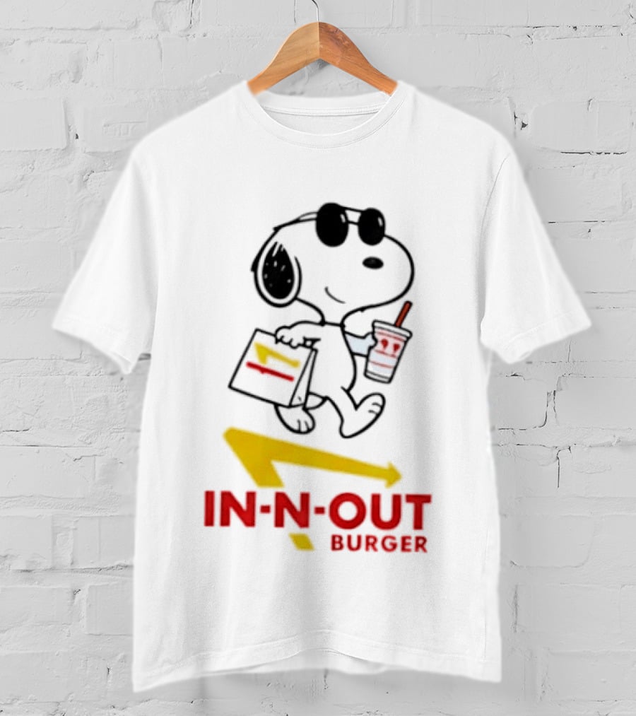 Snoopy With In N Out Burger Bag And Drink Peanuts Fast Food T-Shirt