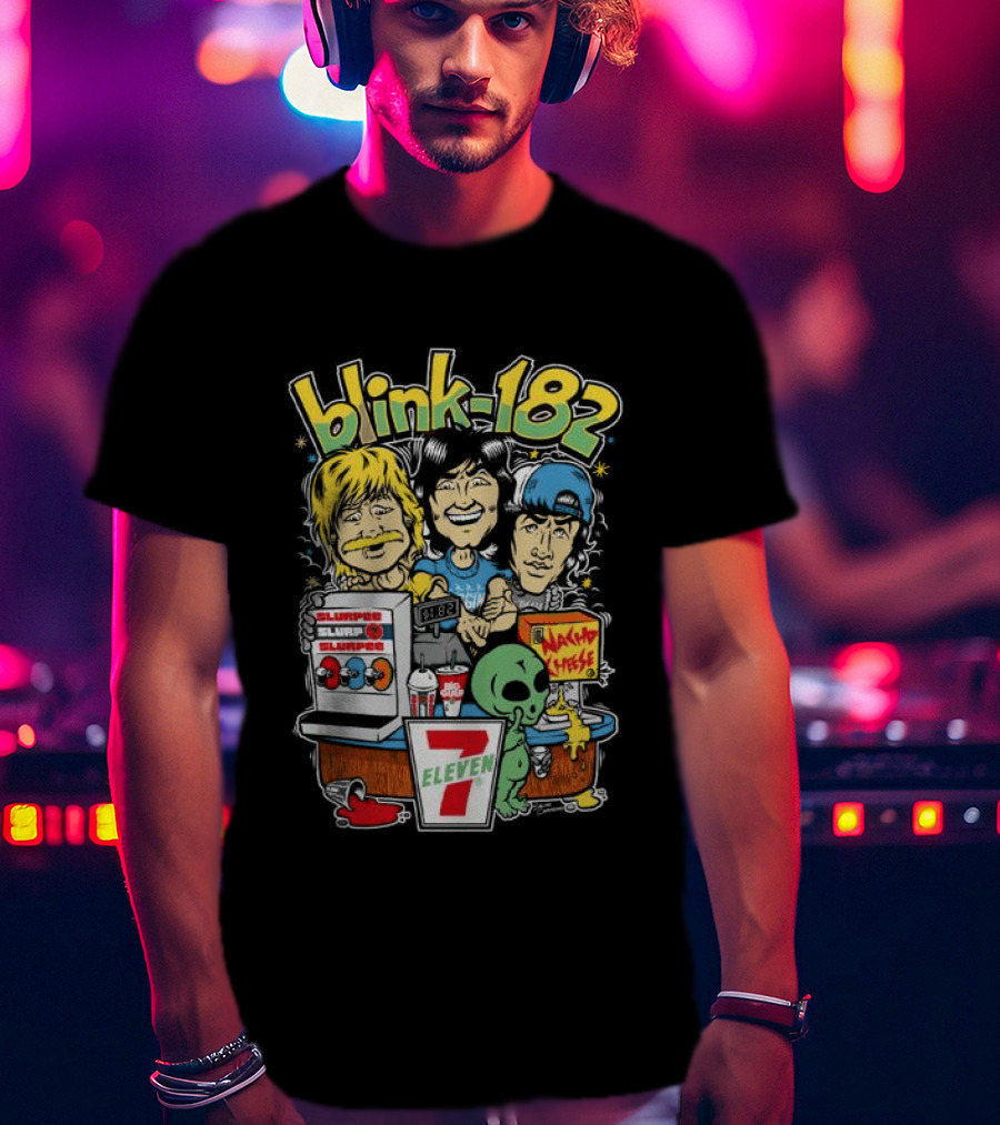 Blink 182 Store 7 Eleven X Blink 182 Take It To Eleven Nacho Fries Slurpee Alien T-Shirt