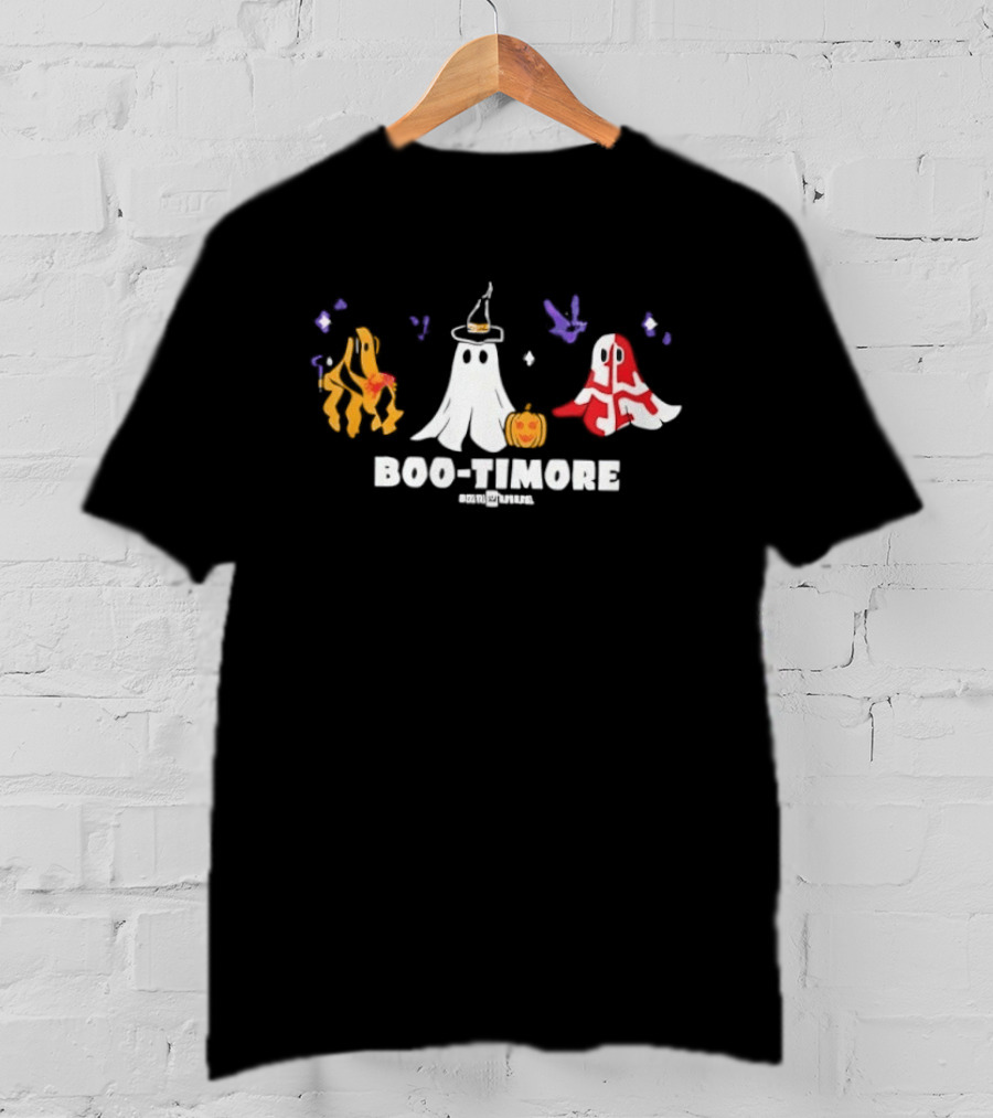 Boo Timore Halloween Ghost Crab Pumpkin Pelican Ravens Orioles T-Shirt