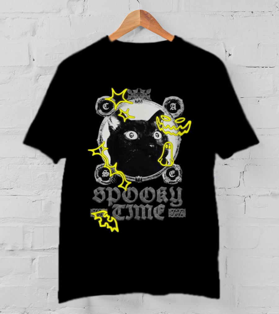 Caseoh Games Store Caseoh's Kitty Spooky Time Black Cat Ghosts T-Shirt