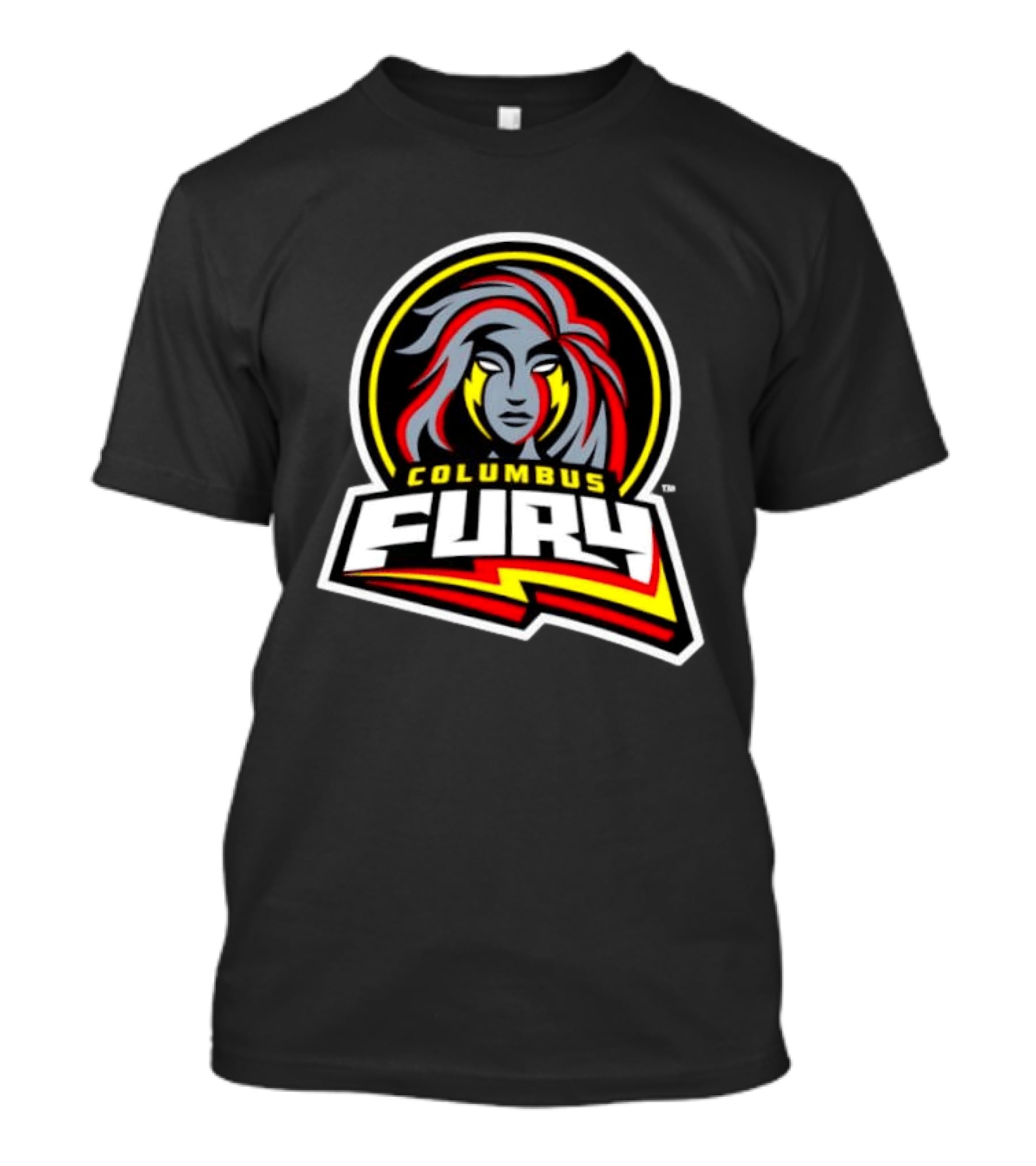 Columbus Fury Iconic Logo With Bold Red And Yellow Accents T-Shirt