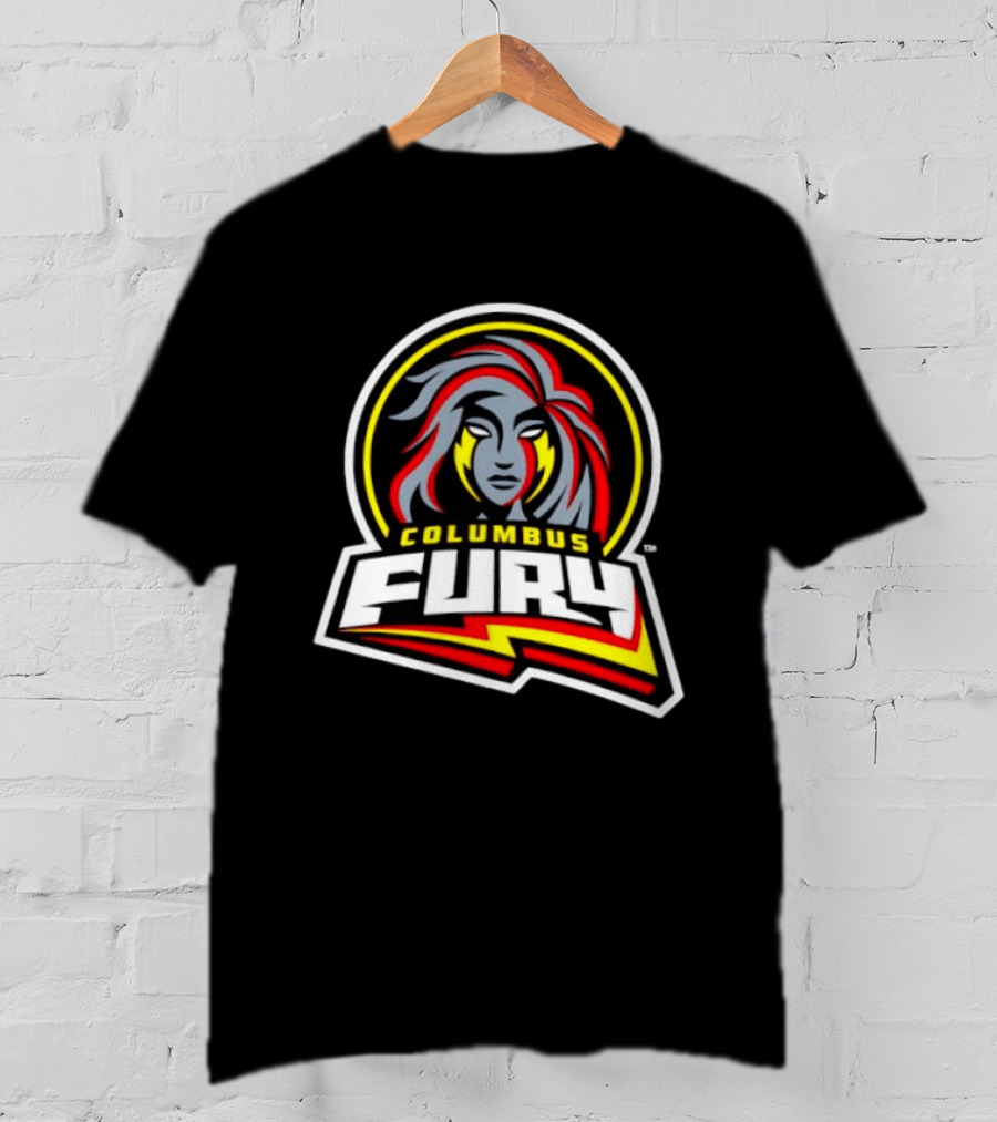 Columbus Fury Iconic Logo With Bold Red And Yellow Accents T-Shirt
