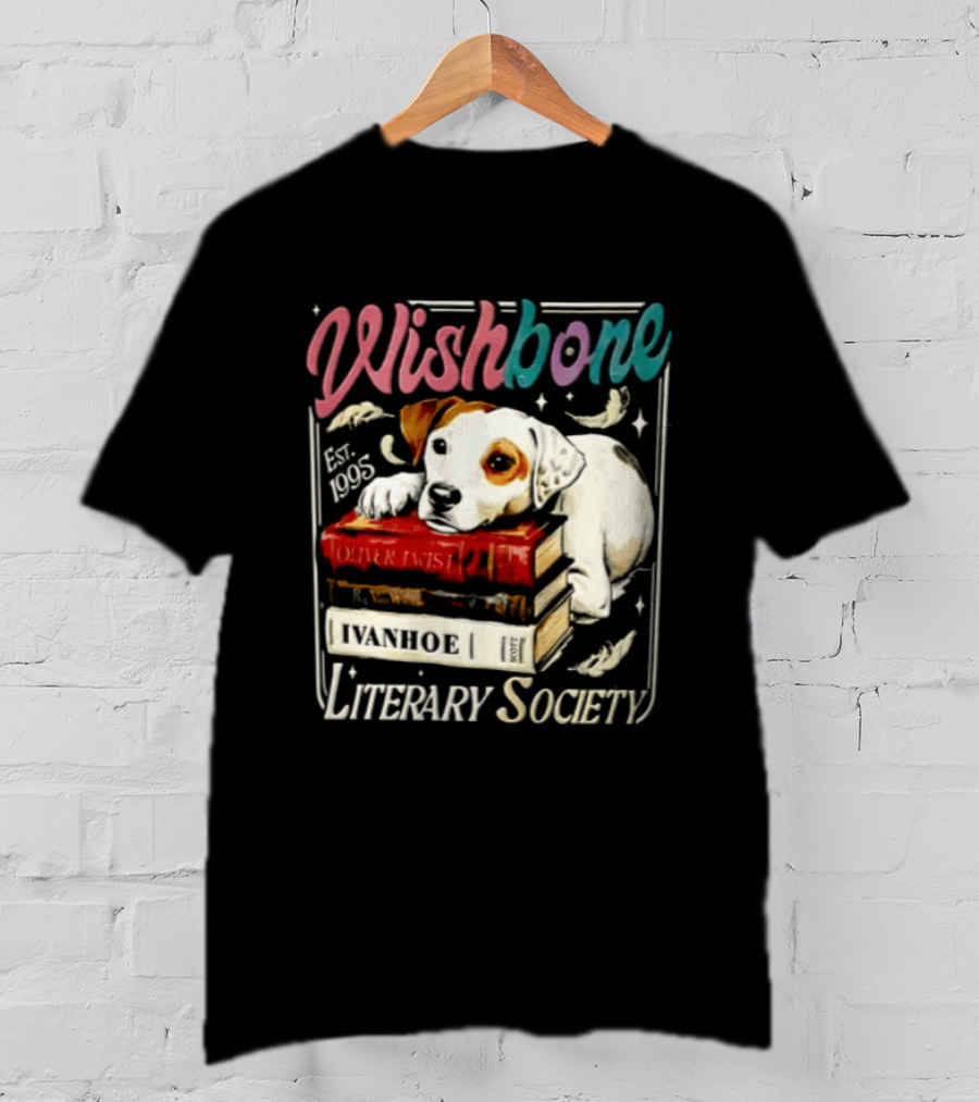 Wishbone Jack Russell Terrier Literary Society Ivanhoe Aaron Twist Books T-Shirt