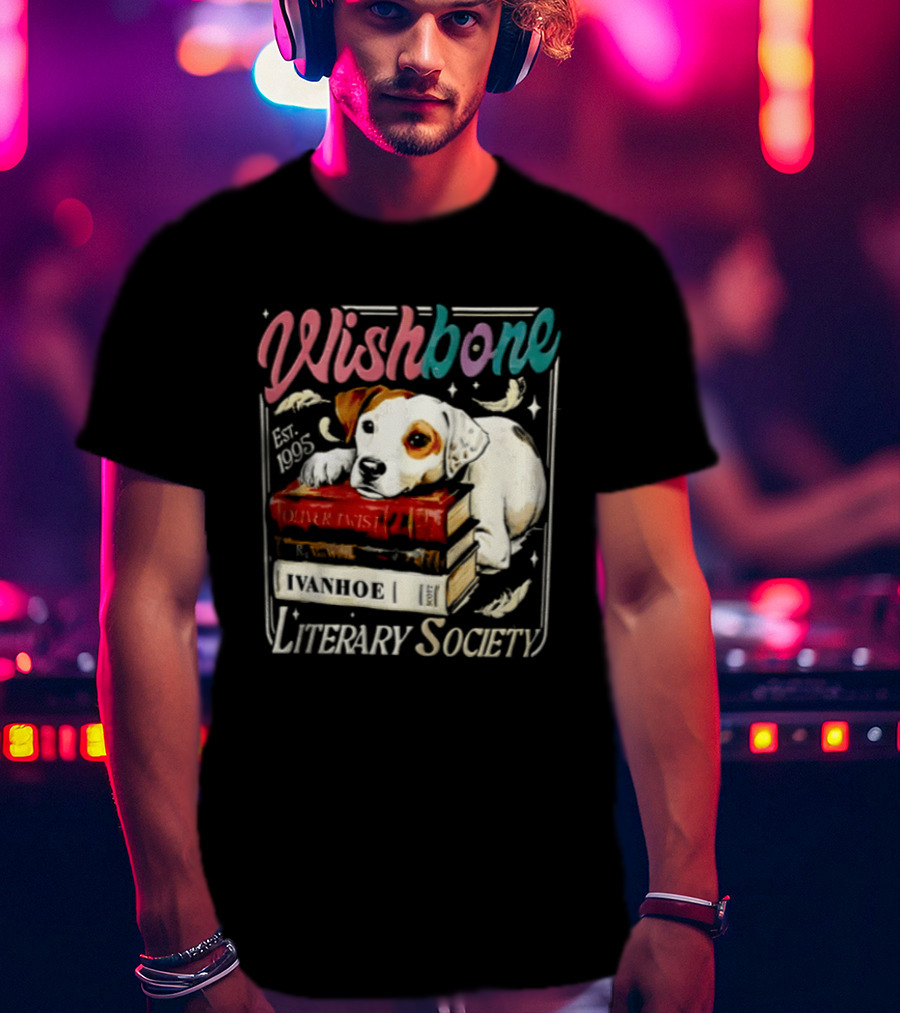 Wishbone Jack Russell Terrier Literary Society Ivanhoe Aaron Twist Books T-Shirt