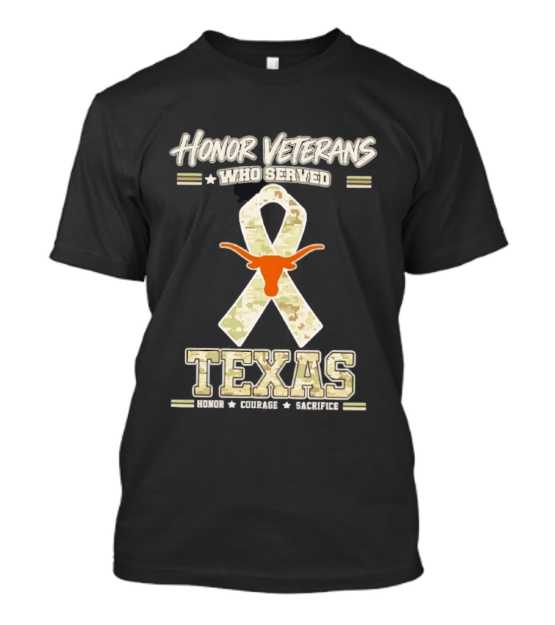 Honor Veterans Who Served Texas Longhorns Honor Courage Sacrifice T-Shirt