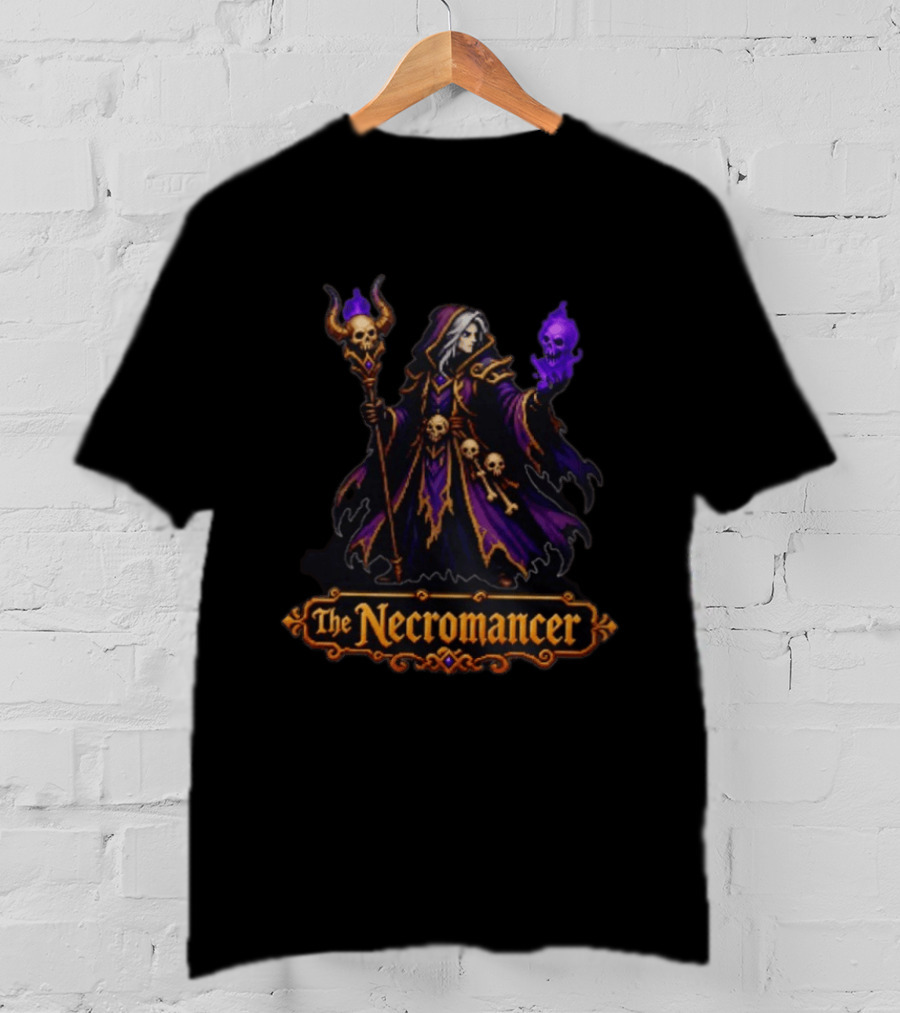 The Necromancer Retro 16 Bit Game Character Art Pixels T-Shirt
