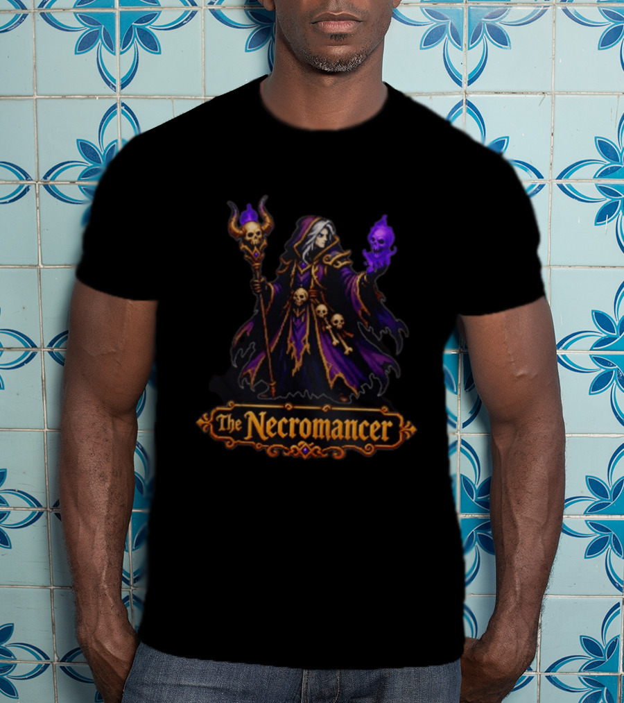 The Necromancer Retro 16 Bit Game Character Art Pixels T-Shirt
