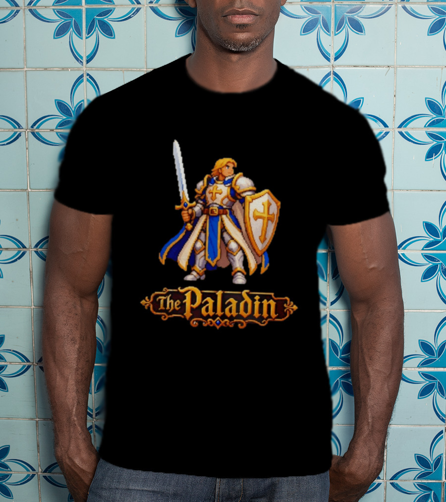The Paladin Retro 16 Bit Game Warrior T-Shirt