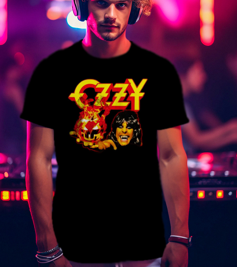 Ozzy Osbourne Halloween Pumpkin Fiery Face T-Shirt