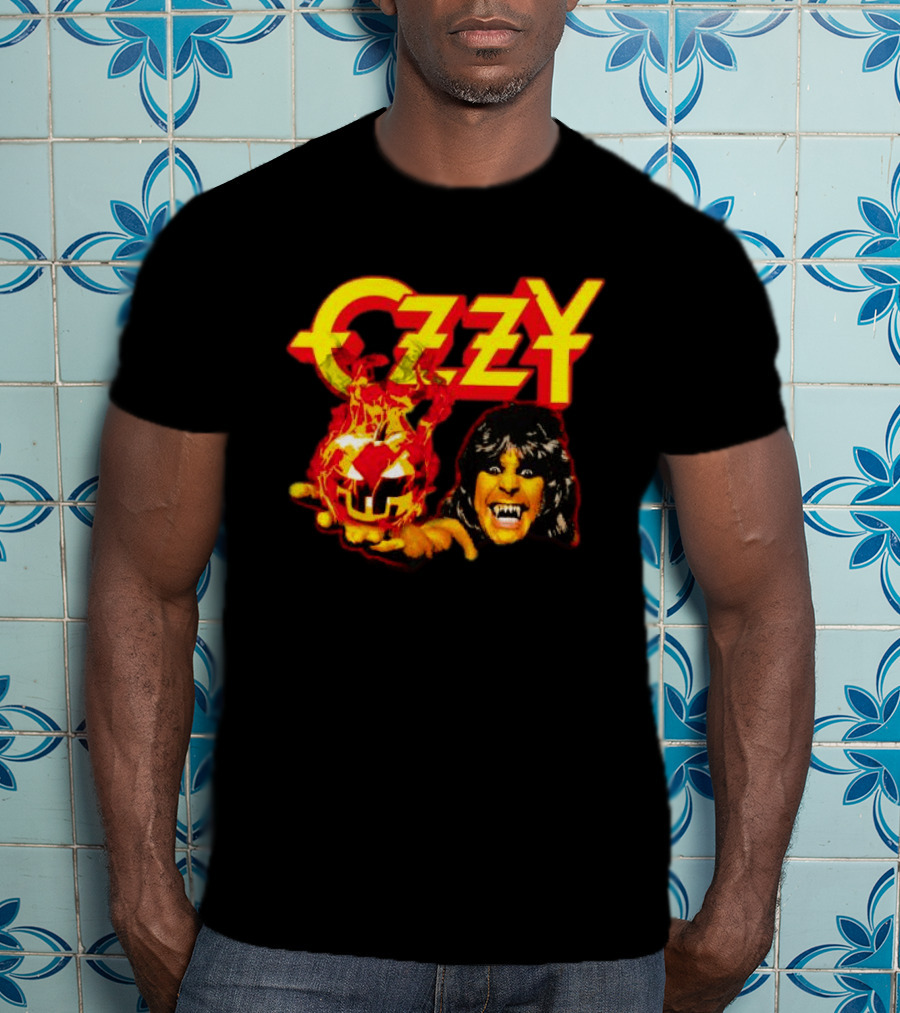 Ozzy Osbourne Halloween Pumpkin Fiery Face T-Shirt