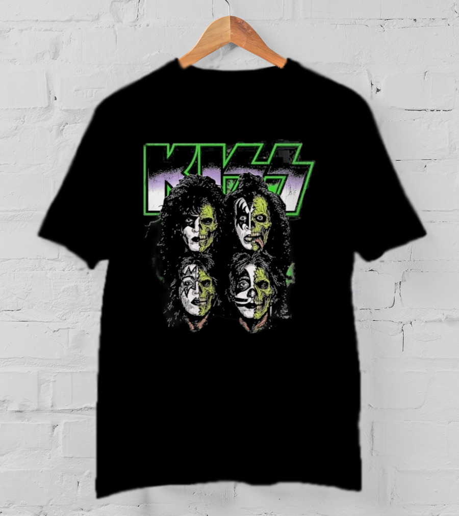 Kiss 2026 Halloween Zombie Band Members Costume Faces T-Shirt