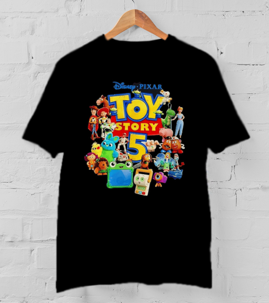 Disney Pixar Toy Story 5 Characters Collection Woody Buzz Rex Bo Peep Mr Potato Head Slinky Jessie Forky T-Shirt