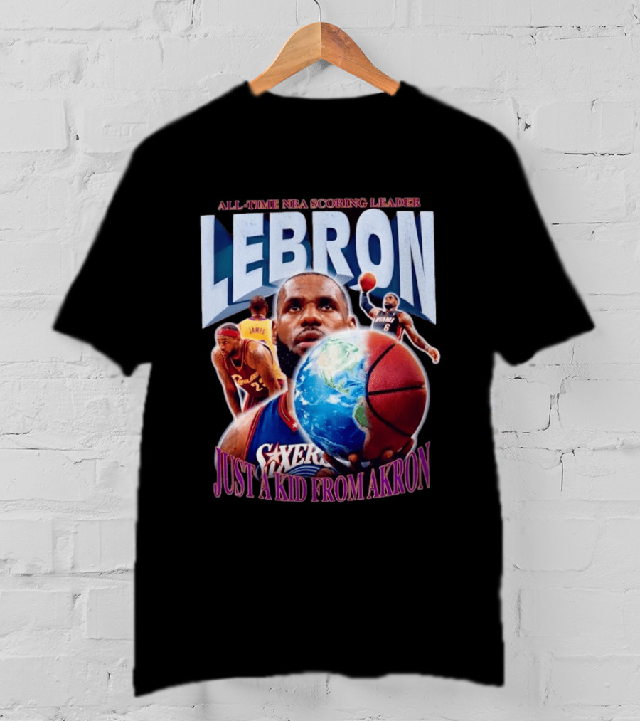 LeBron All Time NBA Scoring Leader Just A Kid From Akron T-Shirt