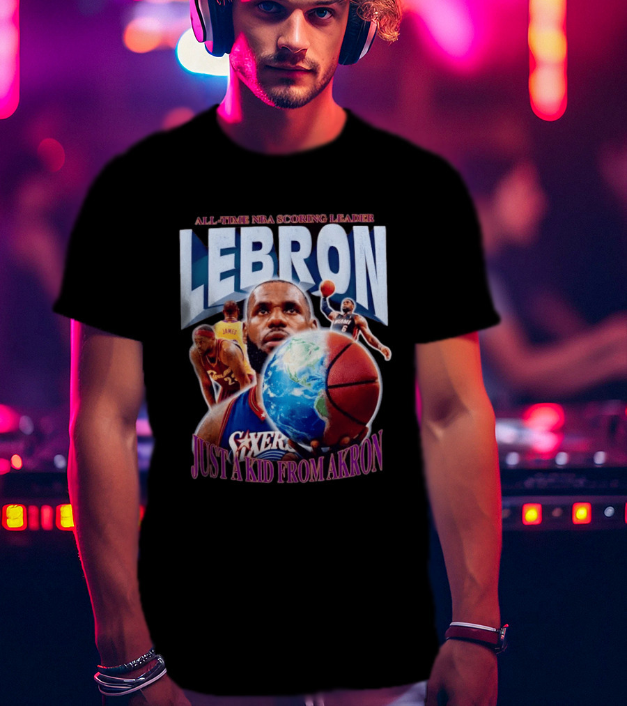 LeBron All Time NBA Scoring Leader Just A Kid From Akron T-Shirt