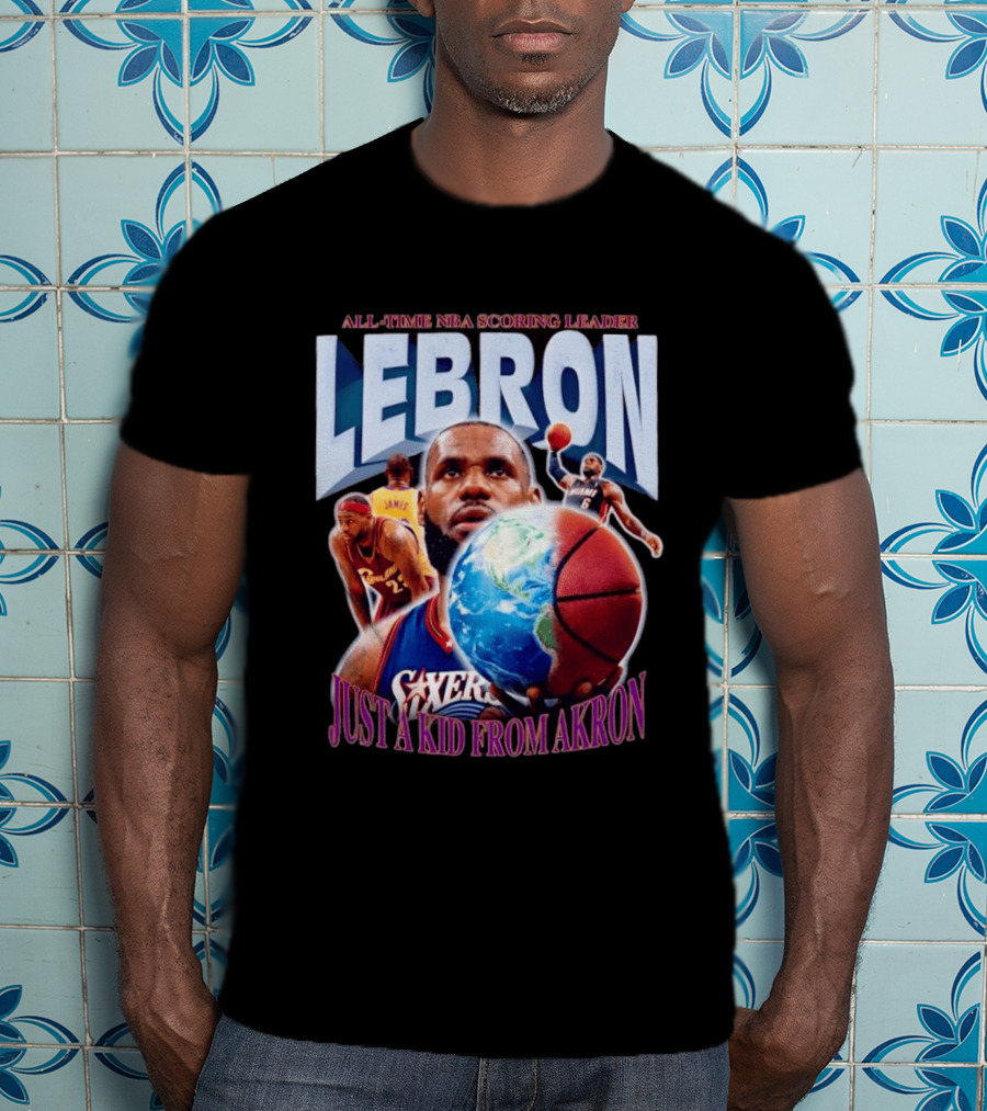 LeBron All Time NBA Scoring Leader Just A Kid From Akron T-Shirt