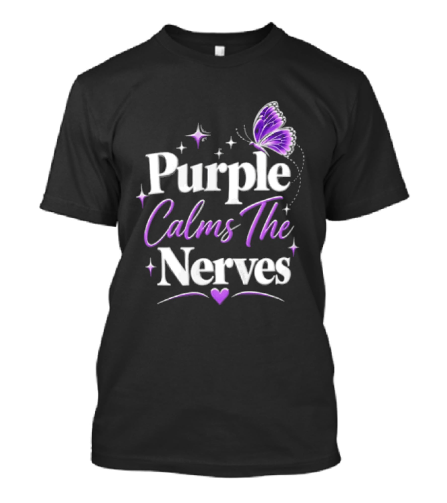 Purple Calms The Nerves Butterfly Stars Heart T-Shirt